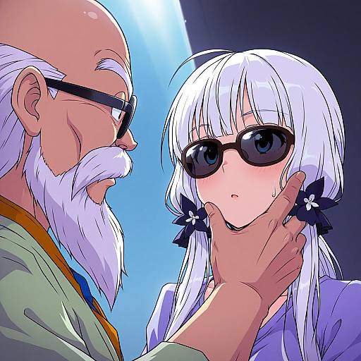 Illustration of Muten roushi, dragon ball in the style of K10k