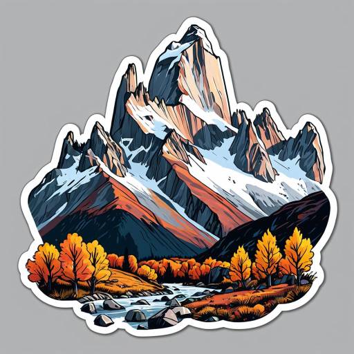 Colorful Mt. Fitzroy Sticker with Autumn Foliage