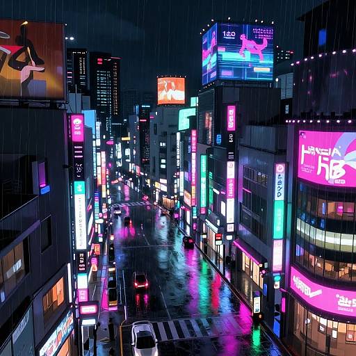 Nocturnal Japanese Cyberpunk Cityscape