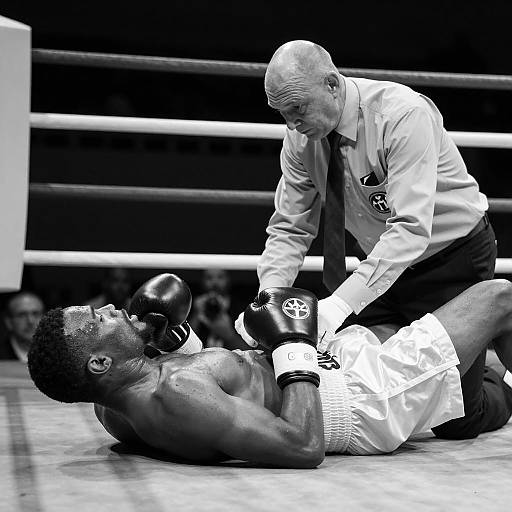 Boxer Knocked Down with Referee Checking