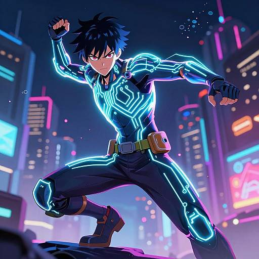 Neon Electric Anime Character