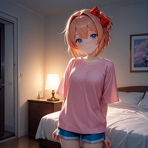 Sayori Cozy Bedroom Anime Portrait