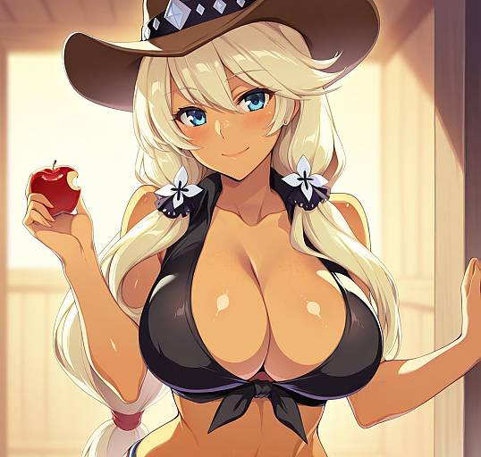 Illustration of Applejack, my little pony in the style of Puuzaki puuna