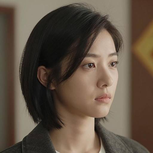 Young Woman Portrait in Blurred Hallway