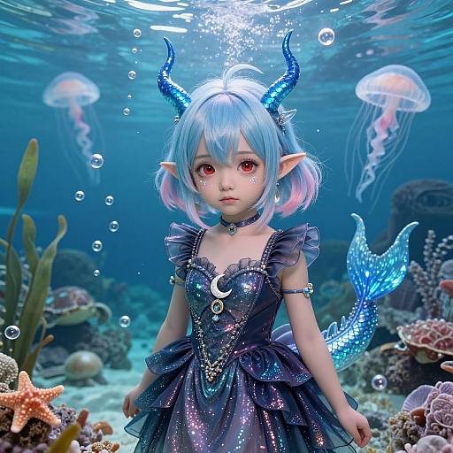 Elegant Water Dragon Woman Portrait