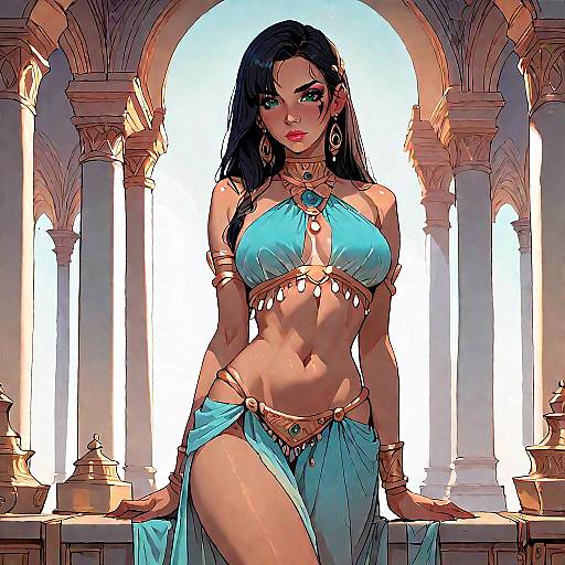 Petite Tanned Belly Dancer in Palace