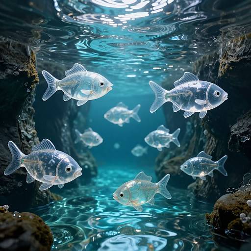 Transparent Fish Balloons in Glass River