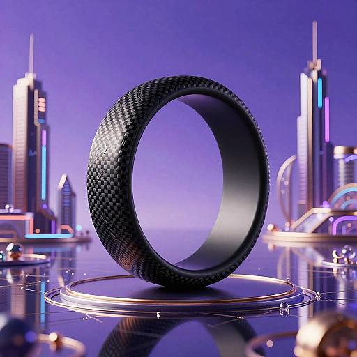 Futuristic Floating City with Carbon Fiber Ring