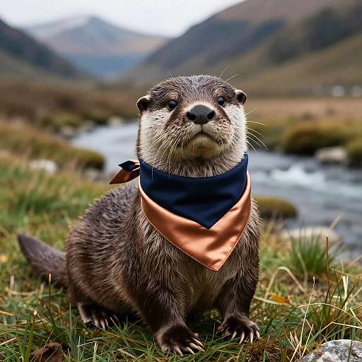 Regal Otter Portrait in Scarf