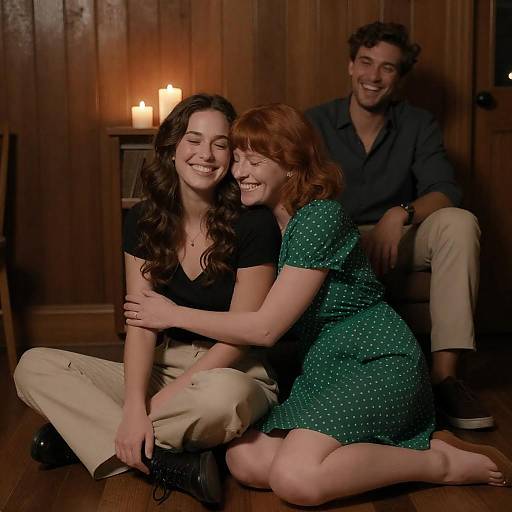 Candlelit Cozy Portrait of Three Friends
