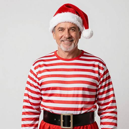 Male Santa Claus in Striped Outfit