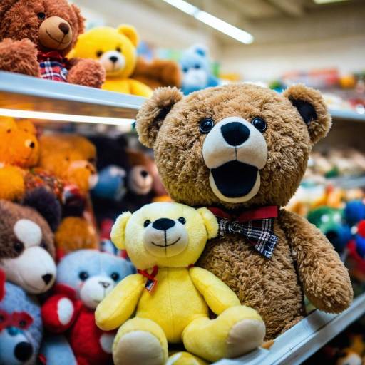 Colorful Teddy Bears on Store Shelves