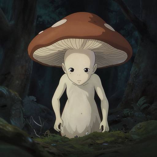 Albino Child-Mushroom in Dark Swamp