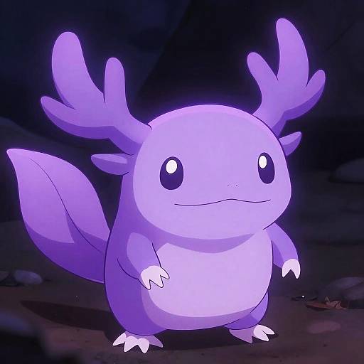 Radiant Glowing Purple Anime Axolotl