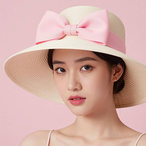 Chic Woman in Beige Hat Portrait