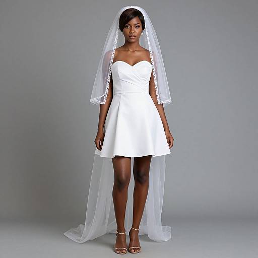 Realistic Dark-Skinned Bride in Short Dress