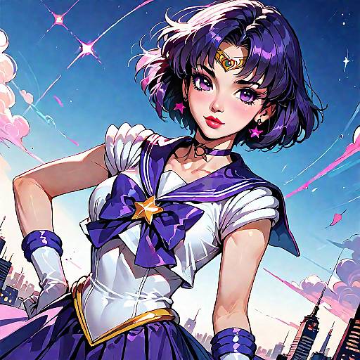Magical Girl Sailor Saturn Cityscape
