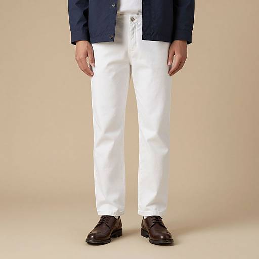 Man in White Outfit with Blue Jacket