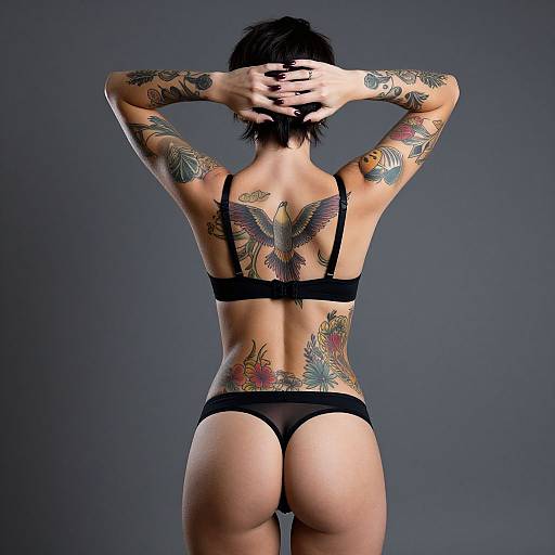 Tattooed Woman Back Portrait