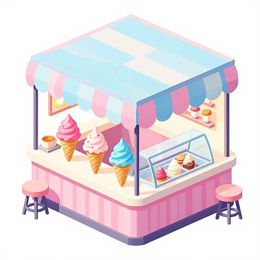 Isometric Pastel Ice Cream Shop