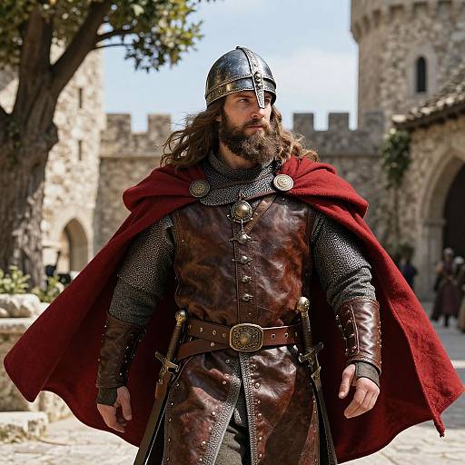 Rugged Medieval Warrior in Detailed Armor