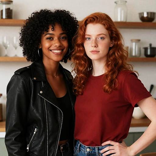 Warm Kitchen Portrait of Two Friends