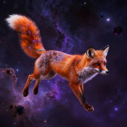 Psychedelic Galactic Fox in Cosmos