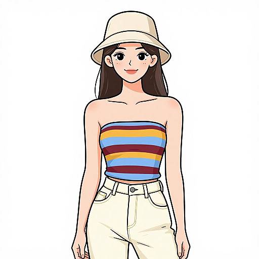 Smiling Woman in Casual Chic Outfit