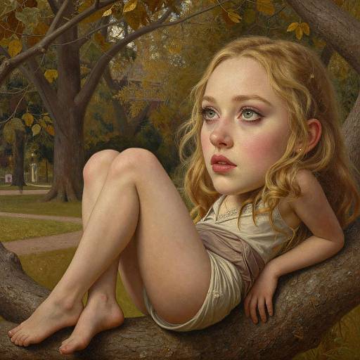 Elegant Woman on Tree Branch