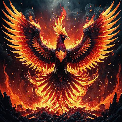 Ethereal Phoenix Rising from Ashes