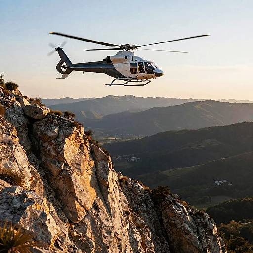 Helicopter Landing at Mountain Cliff