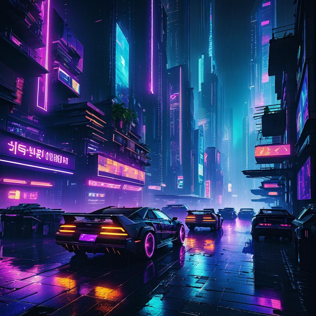 Vibrant Cyberpunk Cityscape at Night