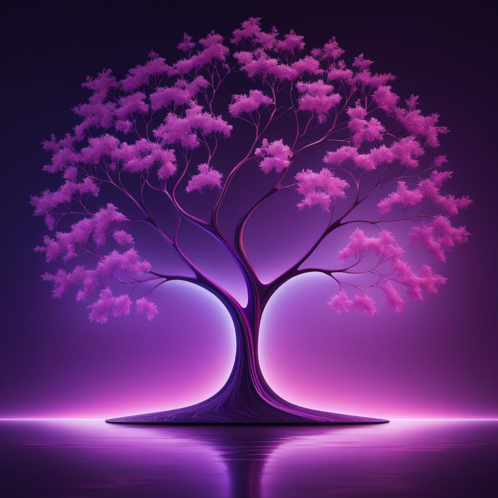 Ethereal Pink Tree Light Artwork