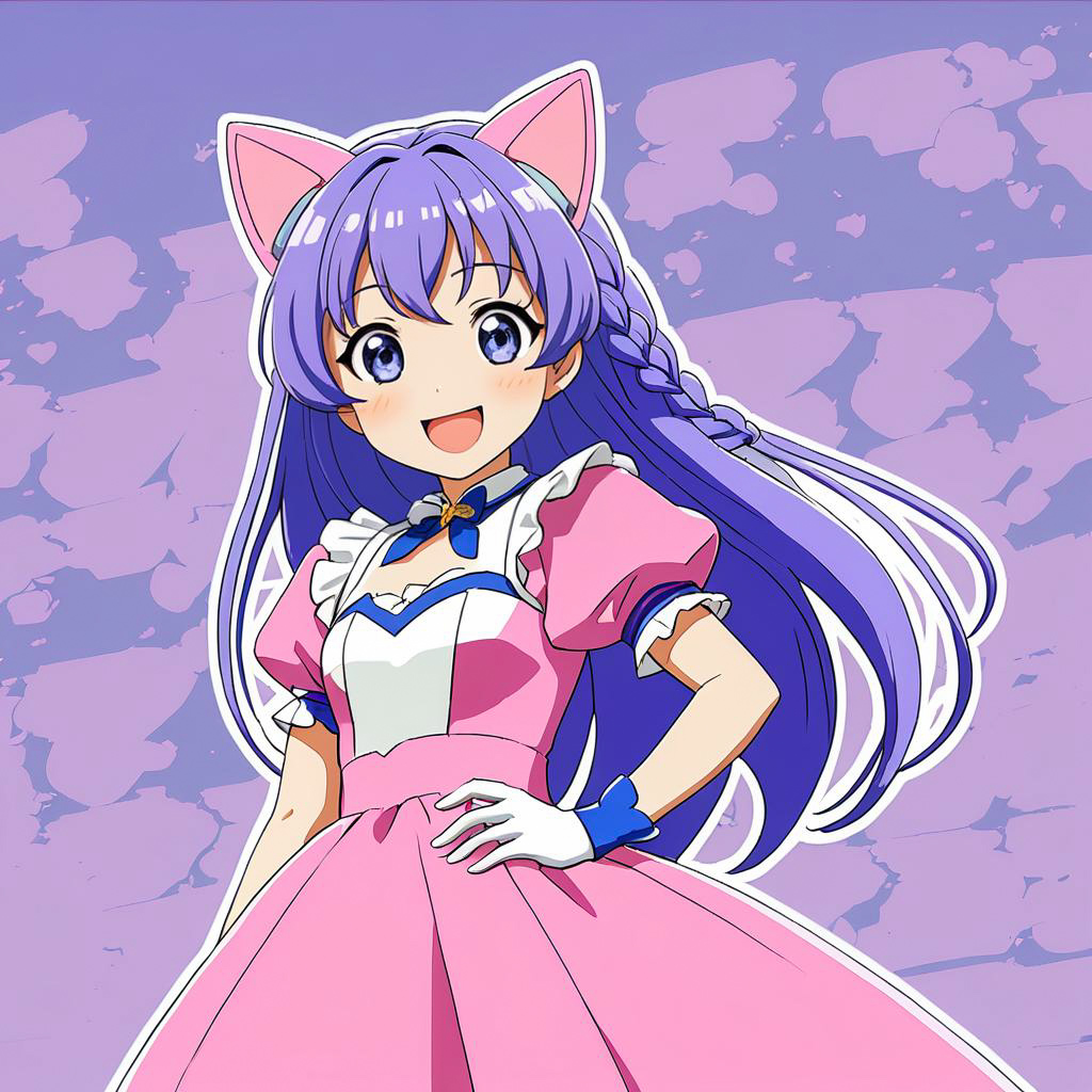 Retro Catgirl Anime Fan in Twilight