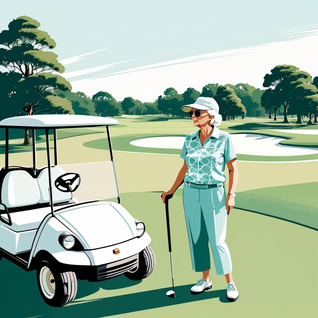 Elderly Woman Golf T-Shirt Design