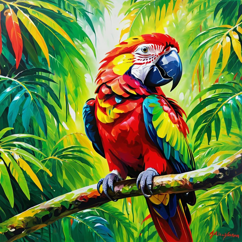 Vibrant Parrot in Tropical Rainforest