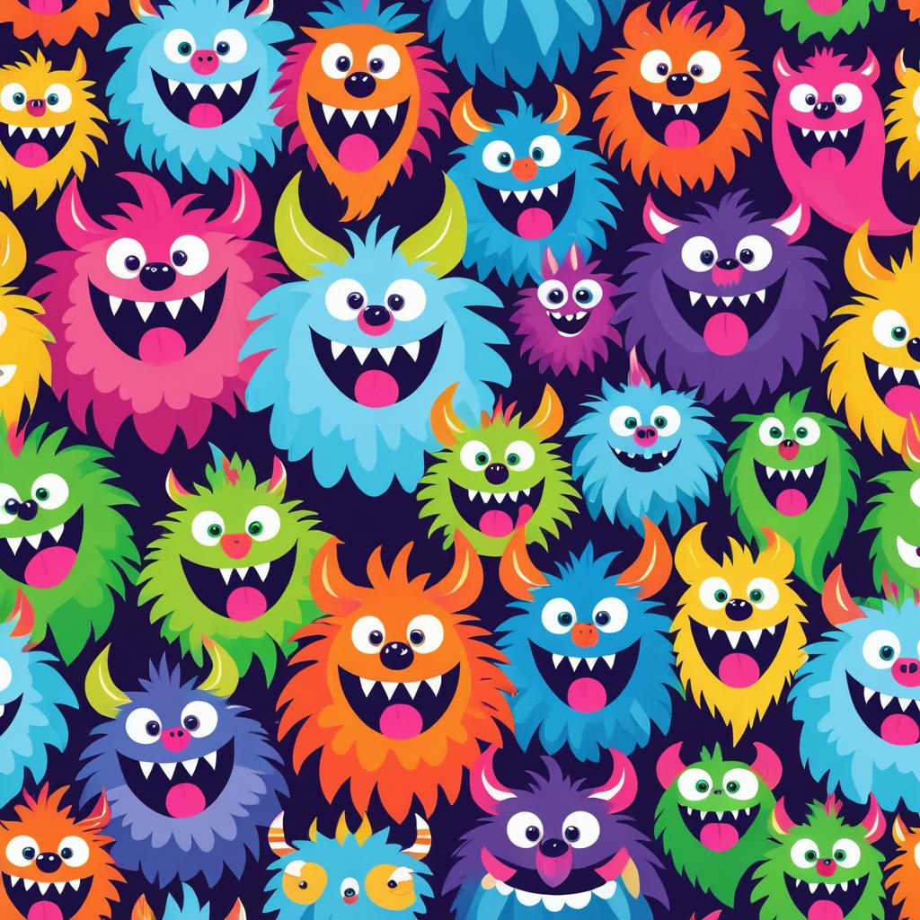 Whimsical Furry Monsters in Cartoon Style