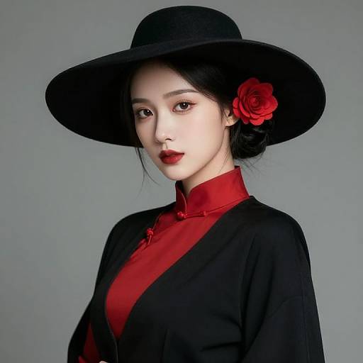 Female in Black and Red Outfit