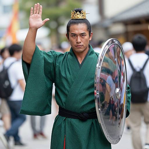 Regal Warrior in Green Kimono
