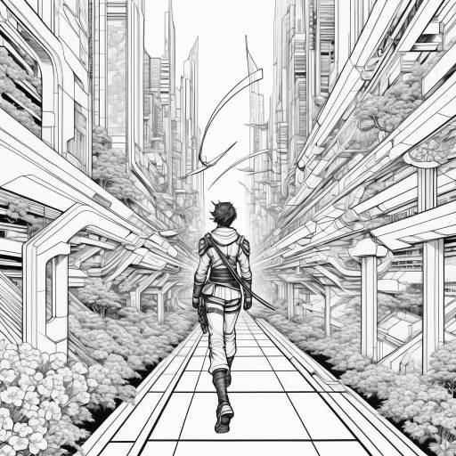 Dynamic Etheric Archer in Futuristic City Dynamic Etheric Archer in Futuristic City