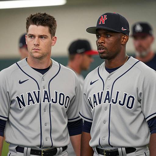 Intense Indoor Baseball Players Photograph