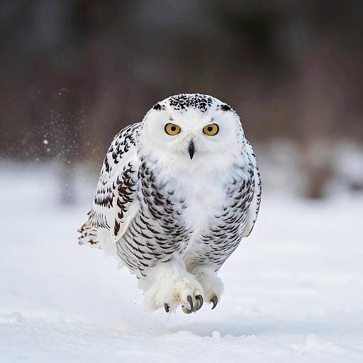 Snowy Owl Running on Snow