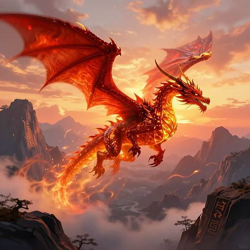 Majestic Dragon Over Mystical Mountains