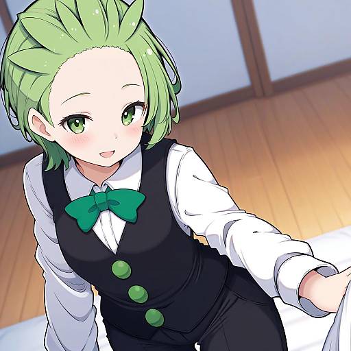 Illustration of Cilan (pokemon), pokemon in the style of Beni shake