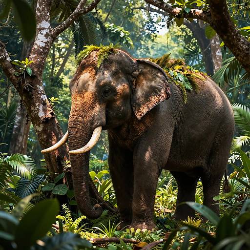 Surreal Elephant Camouflaged in Jungle