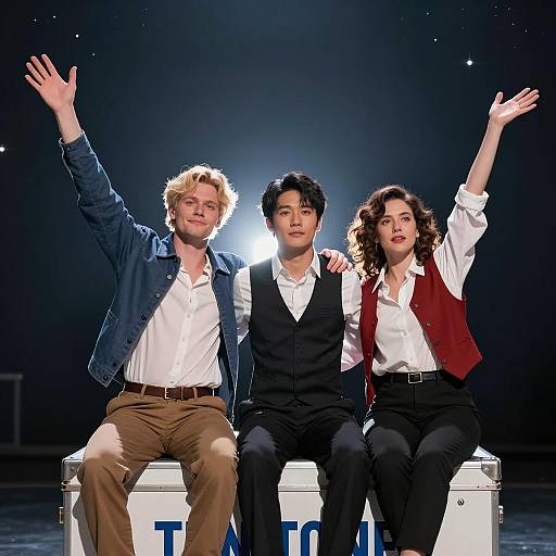 Three Friends Under a Starry Sky