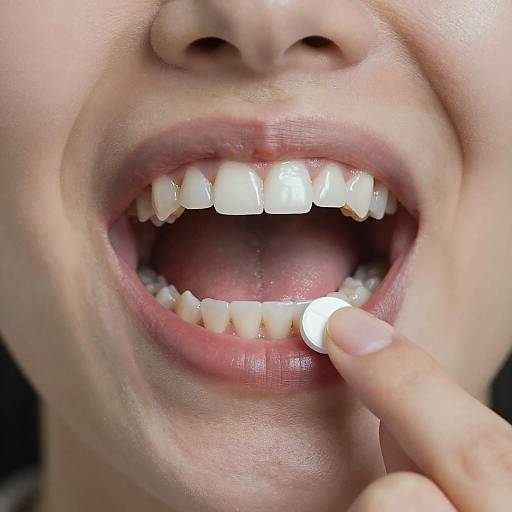 Close-Up of Mouth with Pill Detail
