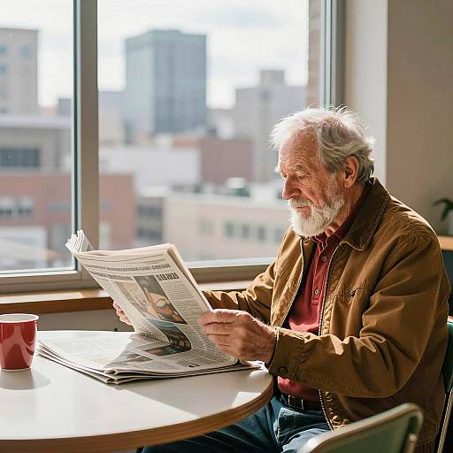 Elderly Man Reading by the Window