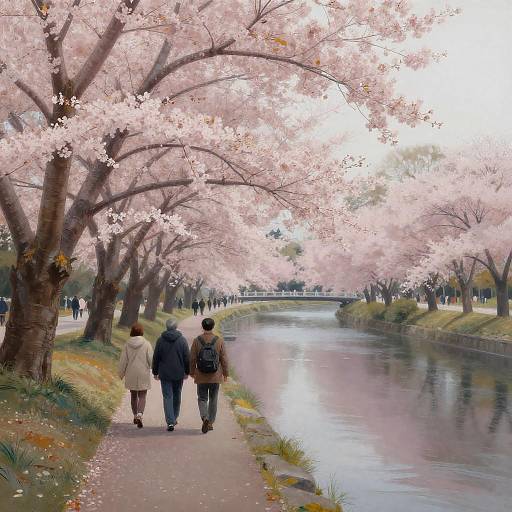 Volumetric Gouache Autumn Sakura Riverbank