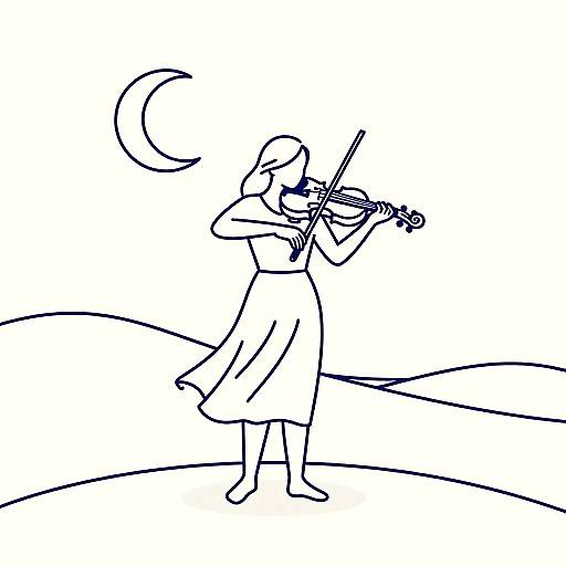 Minimalist Violinist Line Art